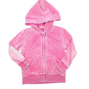 Butter Super Soft Hoodie Pink Acid Wash Rhinestone Monster Graphic Girls Size 4T